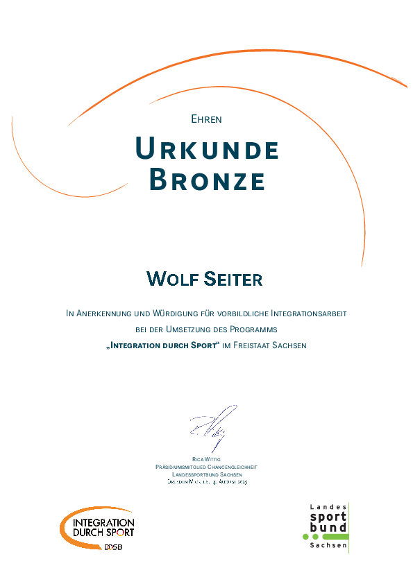 Urkunde Wolf Seiter
